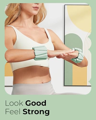 Pilates Wrist & Ankle Weights | Adjustable Weighted Bangles | 1/2/3LB Each - color: Sage, size: 2 LB