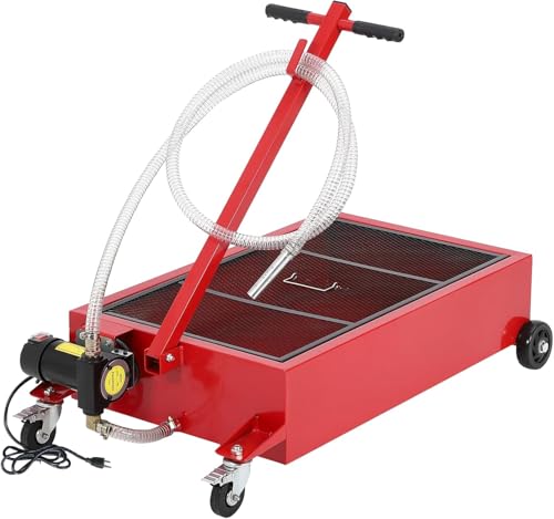 20 Gallon Steel Oil Drain Cart with 110V Electric Pump & 8 Ft Hose, Red - color: Red, size: 20 Gallon(110V Electric Pump)