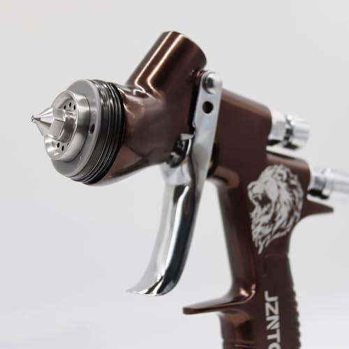 TE20 HVLP Air Spray Gun 1.3mm Nozzles, Car Paint Gun Sprayer,Forged Body, Anodised Finish，Paint Gun for Varnish and Top Coat, with Paint Sprayer Accessories (Brown) - style: Brown