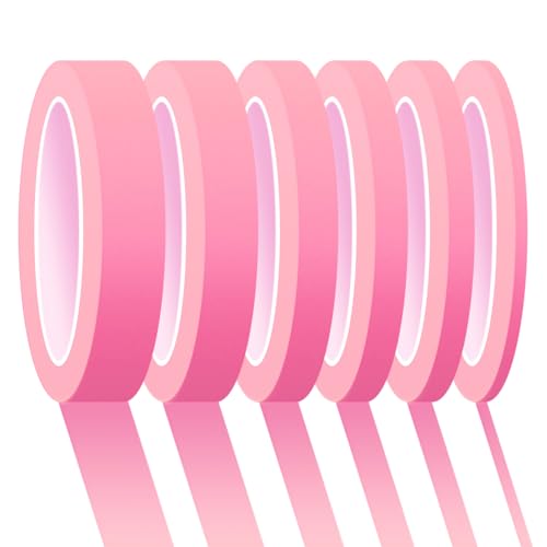 6 Rolls Fine Line Tape 1/16, 1/8, 1/5, 2/5, 1/2, 3/4 Inch x 55 Yard Fineline Masking Tape Painter Adhesive Automotive for DIY Car Auto Paint (Pink, Mixed Sizes) - color: Pink, size: Mixed Sizes