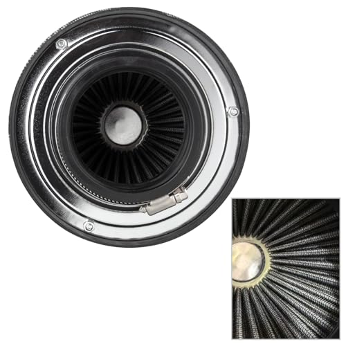 Catekro High Flow 3'' Cold Air Intake Filter, Washable & Reusable, Black
