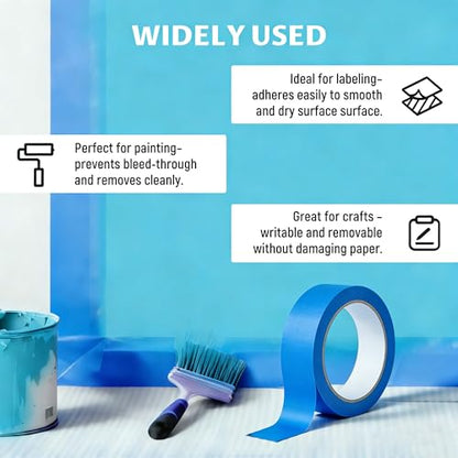 Lichamp 3 Pack Blue Painters Tape, 1 inch x 55 Yards x 3 Rolls