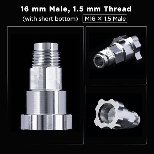 InoKraft Paint System Spray Gun Adapter M16*1.5 short, 16 mm Male, 1.5 mm Thread, Compatible with Devilbiss Startingline full-size HVLP spray guns, Sharpe Finex FX1000, FX2000, FX3000, Astro Euro guns - size: 16mm Male 1.5mm Thread with short top