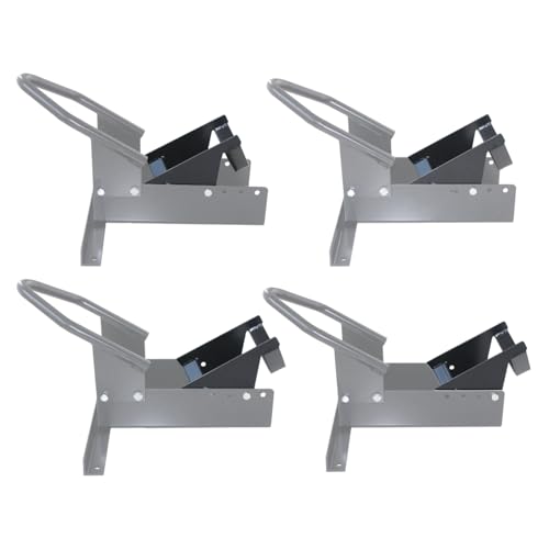 MaxxHaul Motorcycle Wheel Chock - Pivoting Self-Locking Cradle - Fits 14 to 21 Inch Tires - Universal Trailer and Garage Stand (80077) - color: Black