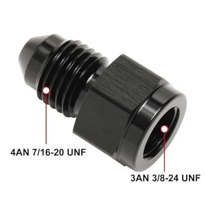 3AN Female to 4AN Male Flare Expander Fitting Adapter Aluminum Black - color: Black, size: 3AN Female to 4AN Male