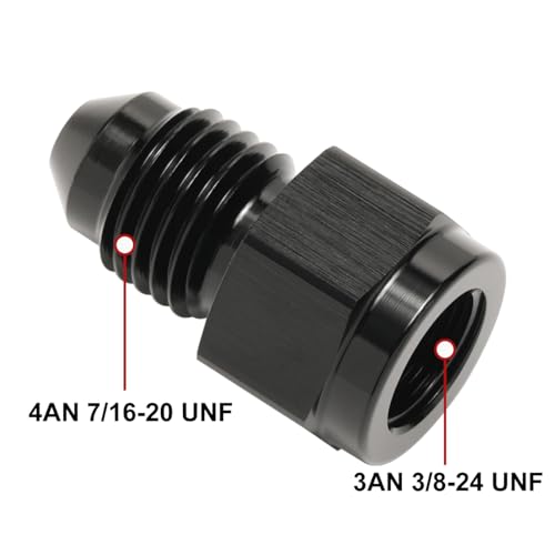 3AN Female to 4AN Male Flare Expander Fitting Adapter Aluminum Black - color: Black, size: 3AN Female to 4AN Male