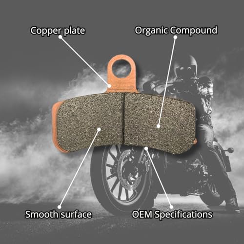 JSA 457 HH Motorcycle Brake Pads, fits for Harley Davidson Motorcycles, Organic, Front Brake Pad, Copper Plate, Excelent Heat Dissipation.