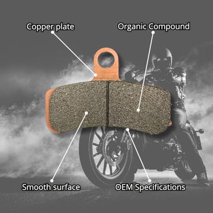 JSA 457 HH Motorcycle Brake Pads, fits for Harley Davidson Motorcycles, Organic, Front Brake Pad, Copper Plate, Excelent Heat Dissipation.