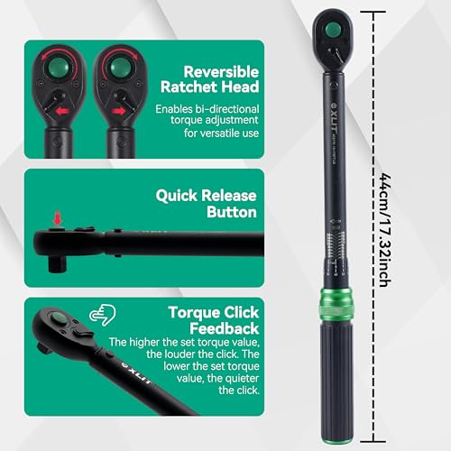 Click Torque Wrench, Dual-Direction Adjustable 72 Tooth Ratchet, ±3% Accuracy, Small Torque Wrench for Bike, Motorcycle and Car Repair (1/2", 6PCS) - size: 1/2", 6PCS