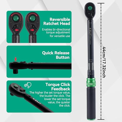 Click Torque Wrench, Dual-Direction Adjustable 72 Tooth Ratchet, ±3% Accuracy, Small Torque Wrench for Bike, Motorcycle and Car Repair (1/2", 6PCS) - size: 1/2", 6PCS