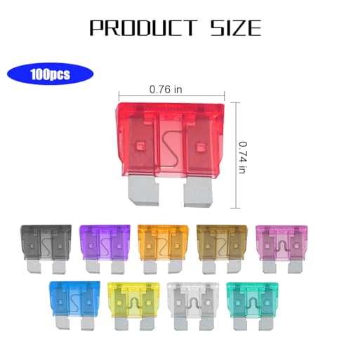 Mandark 100PCS 2-35 Amp Standard Mini and Low-Profile Blade Fuse Kit - color: 100PCS