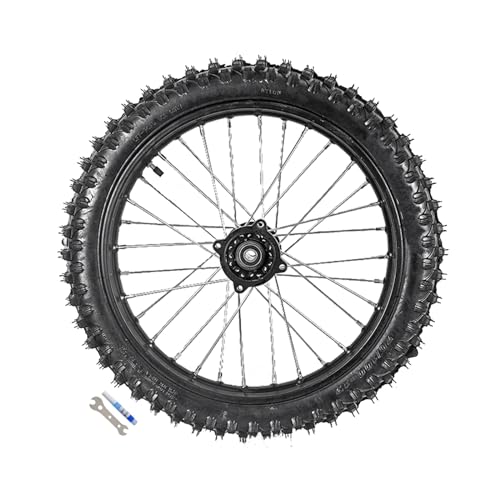 Front Motorcycle Tire 70/100-17 & Rear Knobby Tire 90/100-14 Wheel Tires Rim Inner Tube with 15mm Bearing & 14'' Rear Swing Arm & Front Fork 45mm/48mm for Pit Dirt Bike - size: Front 17 + Rear 14
