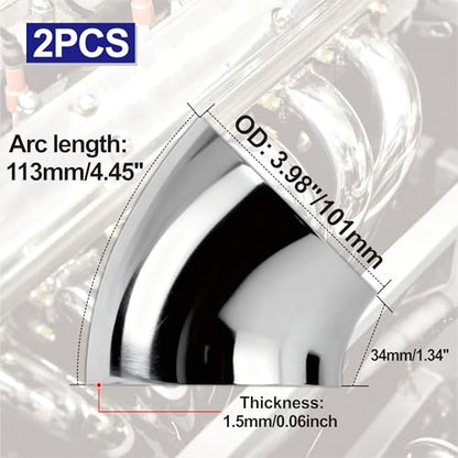 Stainless Steel Elbow 4" 45° Mandrel Bend Elbow-Thickness 16GA/.065" Wall, 304 Stainless Elbow Exhaust Tubing for Car Modified Exhaust Elbow Pipe, Stair Handrail (2 Pack)) - size: 4" 45° (2 Pack)