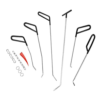 LadyRosian Paintless Dent Repair Tools 6 Pieces of Dent Removal Repair Rods C Style Rods Tool for Car Body Hail Damage Door Dent Removal - color: C+A rod