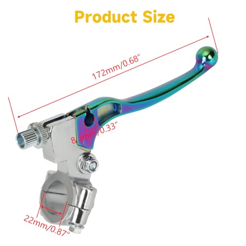 HIAORS 7/8" Mini Bike Brake Lever Left Clutch Handle Compatible with Coleman CT200U BT200X CT100U Baja DB30 MB165 Massimo TrailMaster MB200 SSR125 CRF50 CRF70 XR100 Pit Dirt Motorcycle Parts Rainbow - color: Rainbow