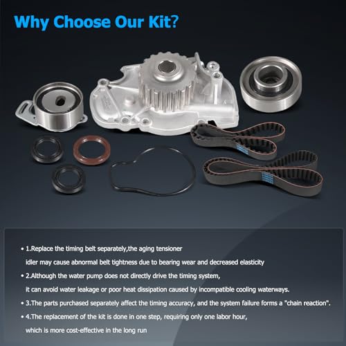 OTO-K Timing Belt Kit with Water Pump Compatible with Honda Accord 1994-2002,Odyssey 1998,Acura CL 1997-1999,Isuzu Oasis 1998-1999,2.2L 2.3L L4 SOHC,Replace #TCKWP244 TBK244 TBKWP244 - size: TBK244