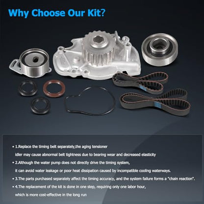 OTO-K Timing Belt Kit with Water Pump Compatible with Honda Accord 1994-2002,Odyssey 1998,Acura CL 1997-1999,Isuzu Oasis 1998-1999,2.2L 2.3L L4 SOHC,Replace #TCKWP244 TBK244 TBKWP244 - size: TBK244