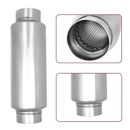 Exhaust Muffler, 3 Inch Inlet Resonator Muffler Straight Stainless Steel, Universal Performance Muffler 13''/340mm Overall Length, Polished - size: 3''x 4.5''