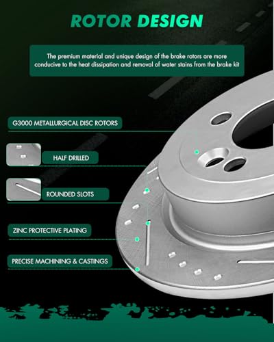 SCITOO Brake Kits 4pcs Brake Discs Rotors and 8pcs Ceramic Brake Pads - size: 34231+D939 & 34232+D1060 [4+8PCS]
