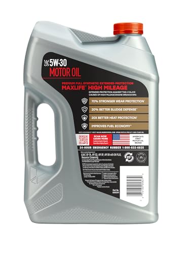 Valvoline MaxLife Extended Protection High Mileage 5W-30 Full Synthetic Motor Oil 5 Quart - size: 5 qt (Pack of 1), style: Premium Full Synthetic High Mileage