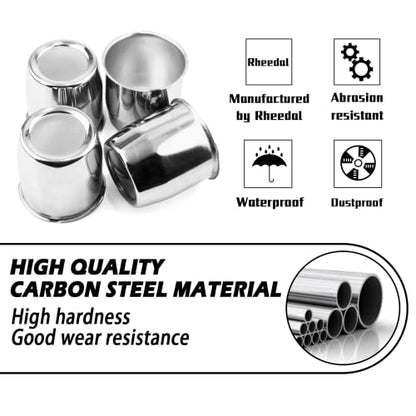 4Pcs 3.13" OD 3.31" H Push Through Trailer Wheel Center Cap for Rim - color: Chrome, size: 3.13" Hub 3.31" H