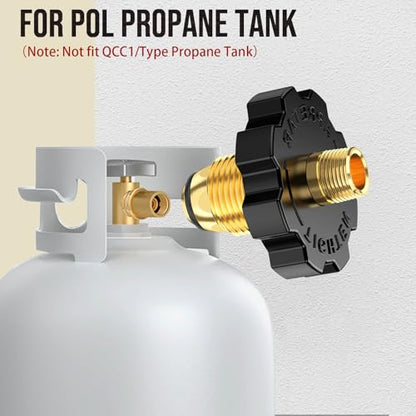 1PCS POL Propane Gas Tank Adapter Plug with Excess Flow to 1/4 Inch NPT Male Pipe Thread Fitting, 5-100 lb Propane Tank Connector Propane Adapter Fitting for Propane Hose, Regulator - 100% Solid Brass - size: POL-1PCS