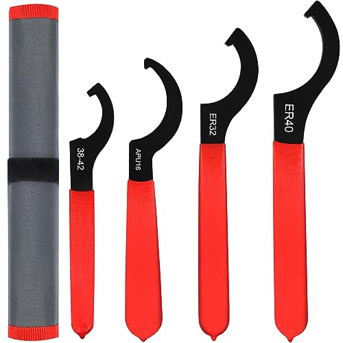 AutoWandererTool 4Pcs Coilover Spanner Wrench Set,Carbon Steel,Red Roll Bag - size: 4 Pcs