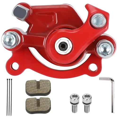 FVRITO Front Disc Brake Caliper with Brake Pad Compatible with SYX Moto 50cc Dirt Bike SSR X-Pro Mototec Coolster Apollo 47cc 49cc 2 Stroke Engine Pocket Bike Mini ATV Quad 4 Wheeler Go Kart Parts Red - color: Red