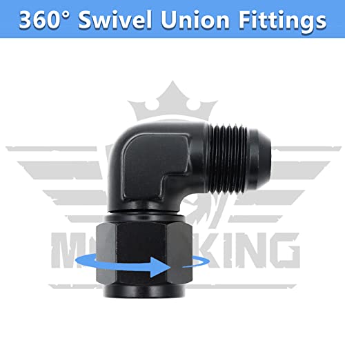 6AN Female to 6AN Male Flare 90 Degree Swivel Fitting Adapter Aluminium - size: 6AN
