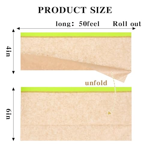 MAQUITA 4 Rolls Pre-Taped Masking Paper for Painting - 6 inch x 50 feet Tape and Drape Painters Paper, Paint Adhesive Protective Paper Roll for Covering Skirting, Frames, Cars and Auto Body