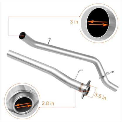 PM PERFORMOTOR 3" Stainless Steel Catback Exhaust System Compatible with 2015 2016 Chevy Colorado/GMC Canyon