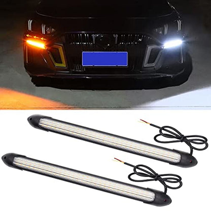 2Pcs Flexible Daytime Running Light Strip Headlight Sequential Turn Signal - size: 6.1 inches
