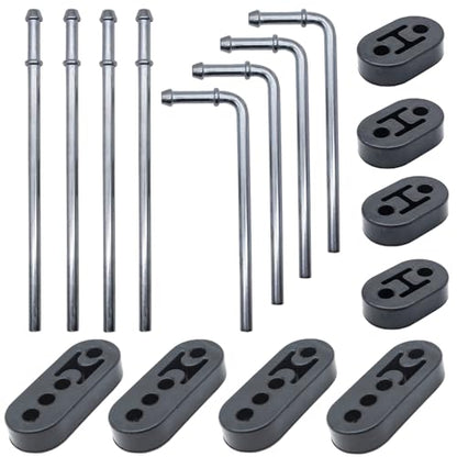 16PCS Exhaust Hanger 3/8"(10MM) Mild Steel Zinc Coated Rod Rubber Mount Set - size: 16PCS Exhaust Hanger Rod With Rubber