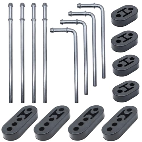 16PCS Exhaust Hanger 3/8"(10MM) Mild Steel Zinc Coated Rod Rubber Mount Set - size: 16PCS Exhaust Hanger Rod With Rubber