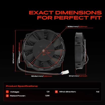 A-Premium 7.5'' 7.5 inch Slim Universal Electric Cooling Fan Assembly - style: 7.5 inch