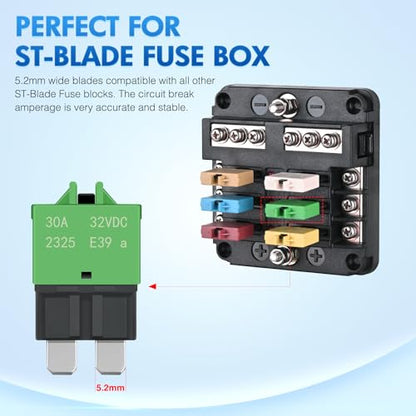 Nilight 6PCS Circuit Breaker Manual Resettable Fuse Assortment Kit - color: Resettable Standard Fuse