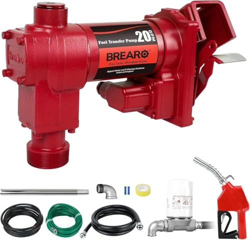 12V 20 GPM High Flow Fuel Transfer Pump with Premium Filter, Heavy Duty Cast Iron Pump for Gasoline, Diesel, Kerosene, Ethanol, Methanol, and Biodiesel - color: Red 20 Auto-Premium Filter