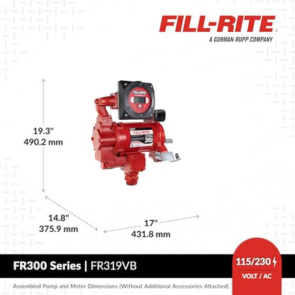 Fill-Rite FR319VB 115V/230V 35 GPM Fuel Transfer Pump w/Digital Meter Package (No Pulser) - style: Digital Meter Package