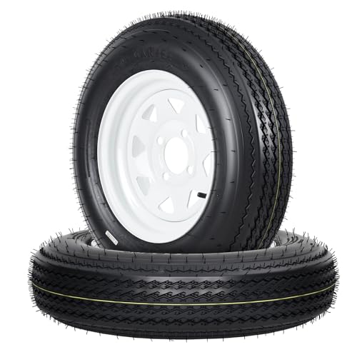 GarveeTech 5.30-12 Trailer Tire and Wheel Assembly, 4 Lug, Set of 2 - size: 5.30-12, style: 4 Lug