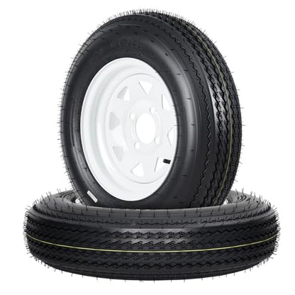 GarveeTech 5.30-12 Trailer Tire and Wheel Assembly, 4 Lug, Set of 2 - size: 5.30-12, style: 4 Lug