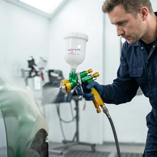 HVLP Air Spray Gun Kit 1.7mm, Professional Automotive Paint Sprayer - color: Green-golden, size: 1.7mm