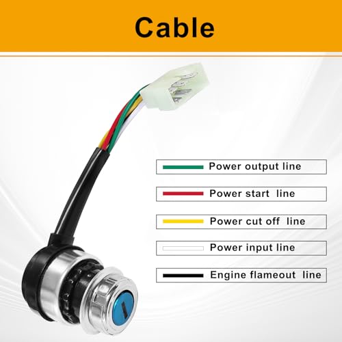 5 Wire 5 Pin Ignition Key Switch, Compatible with 50cc 70cc 90cc 110cc 125cc 150cc 200cc 250cc Go Kart Dune Buggy ATV 4 Wheeler Quad, Equipped with Dust-Proof/Waterproof Cover