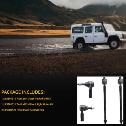 Front Outer Inner Tie Rod End Kit 4pc for Jeep Cherokee 2019-2023 - size: ES801510 ES801511 EV801522