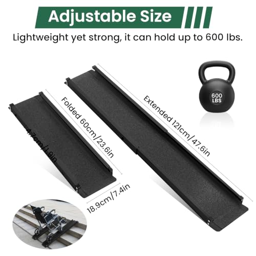 Wheelchair ramp 4FT, Lightweight, Retractable and Portable, can be Used for Wheelchair ramps, Comes with a Handbag-Black - size: 4FT