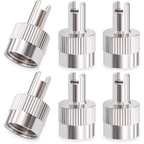 6PCS Tire Valve Stem Caps, Nickel Brass Slotted Slot Valve Stem Caps with Valve Core Remover, with O Rubber Ring, Universal for Cars, SUV, Trucks, Bikes, Motorcycles, Bicycles - color: Silver, size: 6 pcs