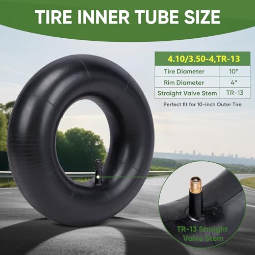 TICONN 4.10/3.50-4 Tire Inner Tube, 2 Pack Inner Tire Tube for Wheelbarrow Tires, Replacement Tube with TR-13 Straight Valve Stem for Wheelbarrows, Mowers, Hand Trucks - size: 4.10/3.50-4（TR-13）