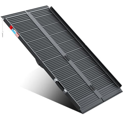 WHALEMOTOR Black Portable Wheelchair Ramp, 5FT No-sew Non-Slip Aluminum Wheelchair Ramp, Folding Portable Wheelchair Ramps for Home, Weight Capacity Up to 800 LBS, Loading Dock Plates - size: 5FT Using height 5-15"