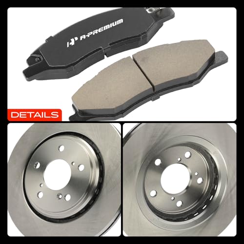 A-Premium Front Vented and Rear Solid Brake Rotors and Ceramic Pads Kit - style: 2018-2023