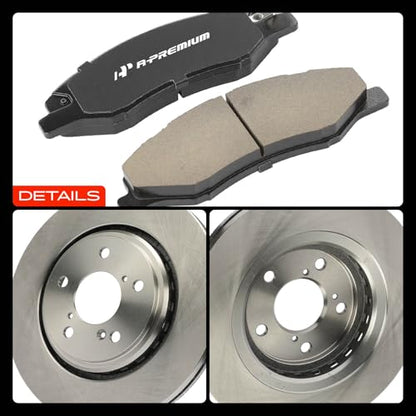 A-Premium Front Vented and Rear Solid Brake Rotors and Ceramic Pads Kit - style: 2018-2023