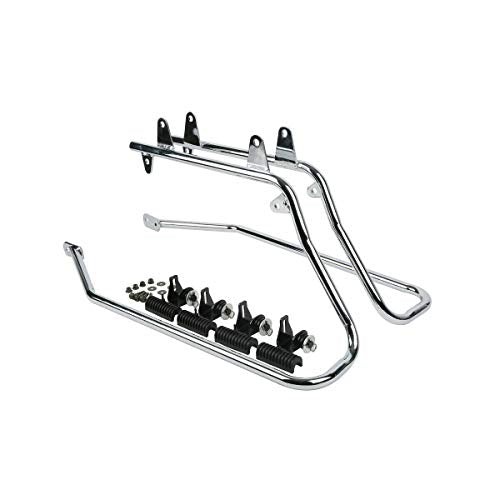 TCMT Hard Saddlebags Bag & Liners Carpet Insert W/Conversion Brackets Fit For Harley Softail 1984-2017 (except Softail Slim, Softail Deuce Models) - color: Chrome Conversion Brackets, size: Style C Vivid Black(Black Latches)